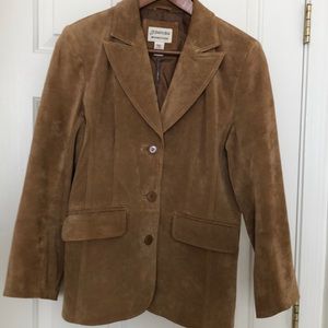 Tan suede blazer.